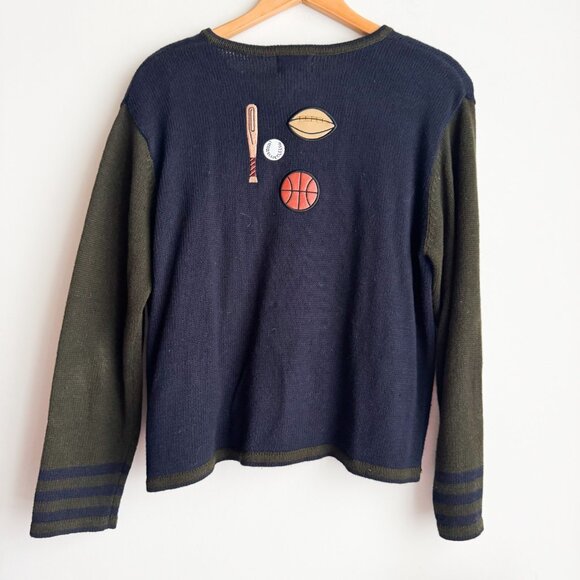 Christopher & Banks Vintage Football Theme Embroidered Cardigan L - Picture 5 of 8